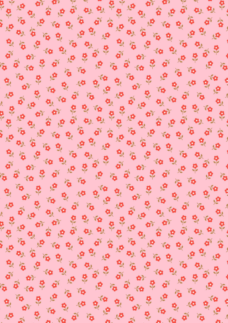 Boho Blooms: Little Daises - Red on Pink