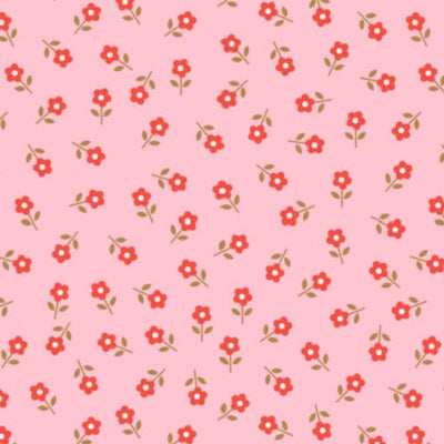 Boho Blooms: Little Daises - Red on Pink