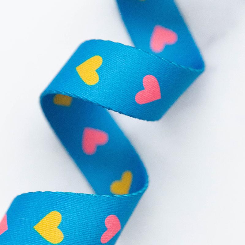 Hearts In Bright Blue 1" Wide
