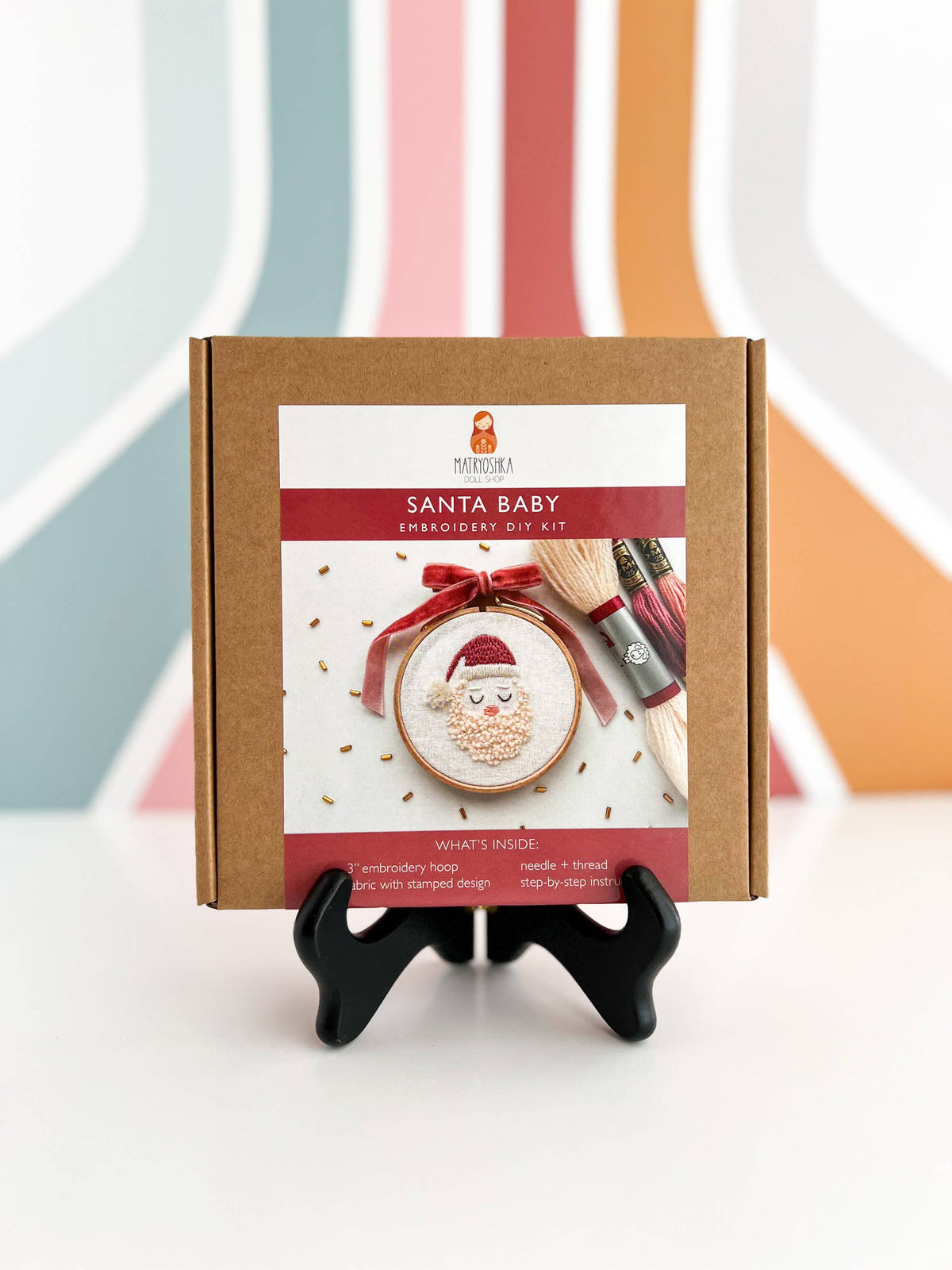 Matryoshka Doll Shop - Santa Embroidery DIY Kit, Beginner Craft Kit, Christmas DIY