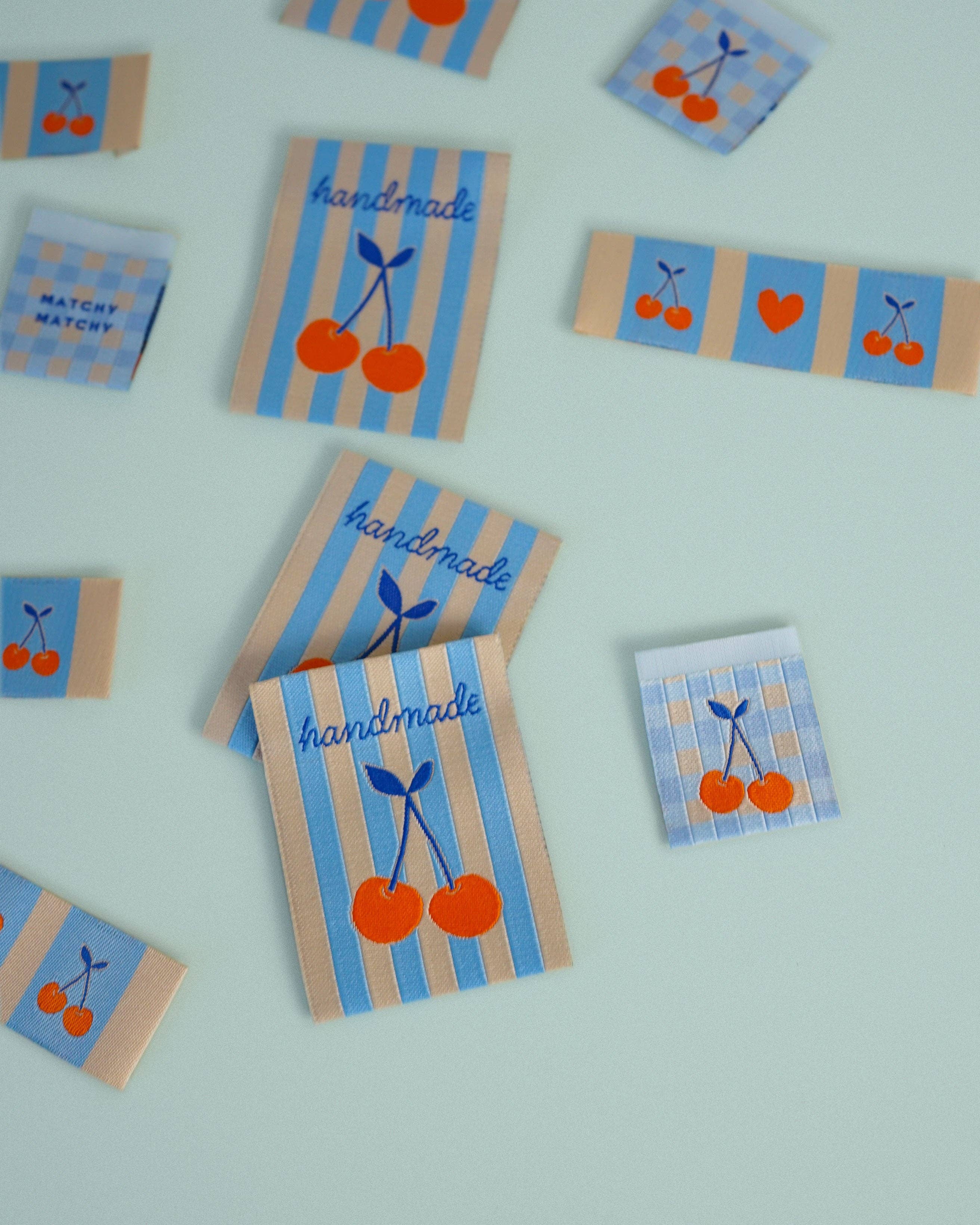Handmade Cherry Large Garment Labels: Set of 6