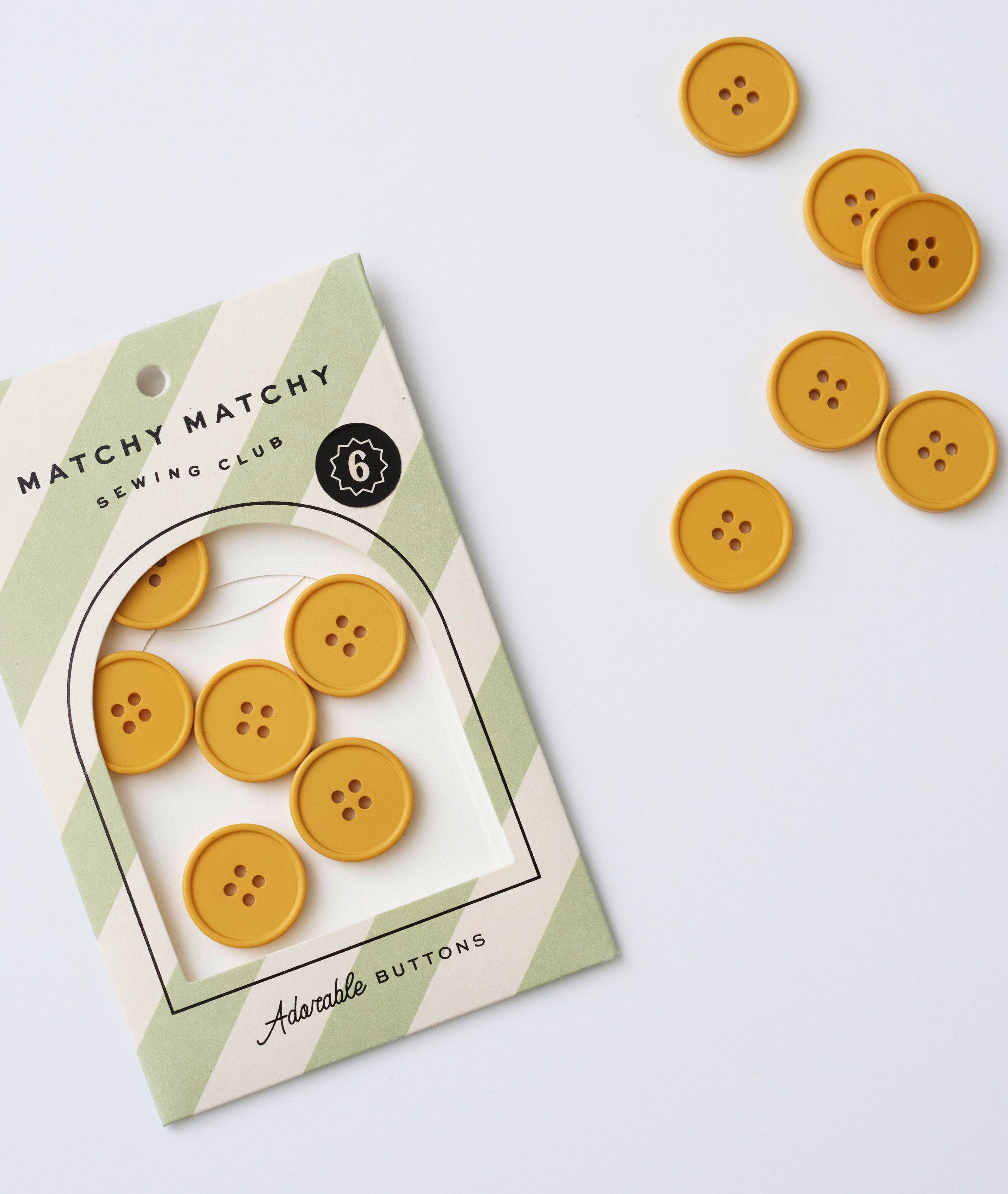 Mustard Retro Buttons: Set of 6