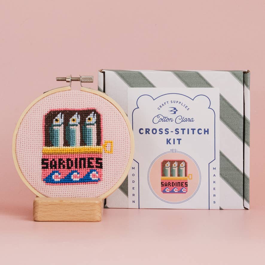 Cotton Clara Craft Kits & Supplies - Sardines Cross Stitch Kit