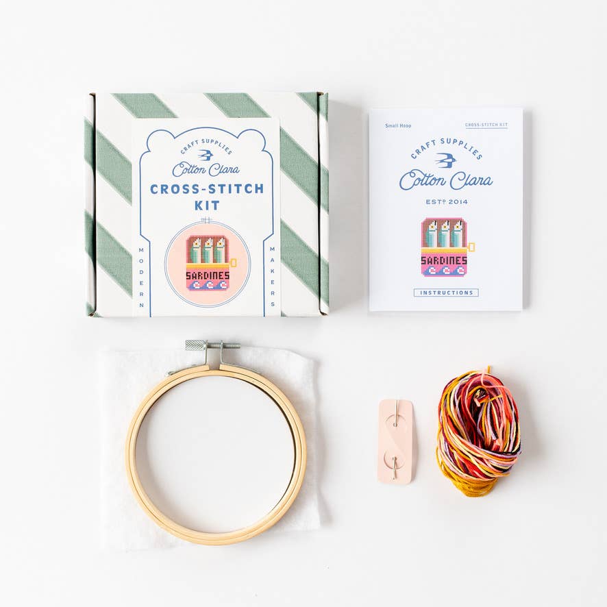 Cotton Clara Craft Kits & Supplies - Sardines Cross Stitch Kit