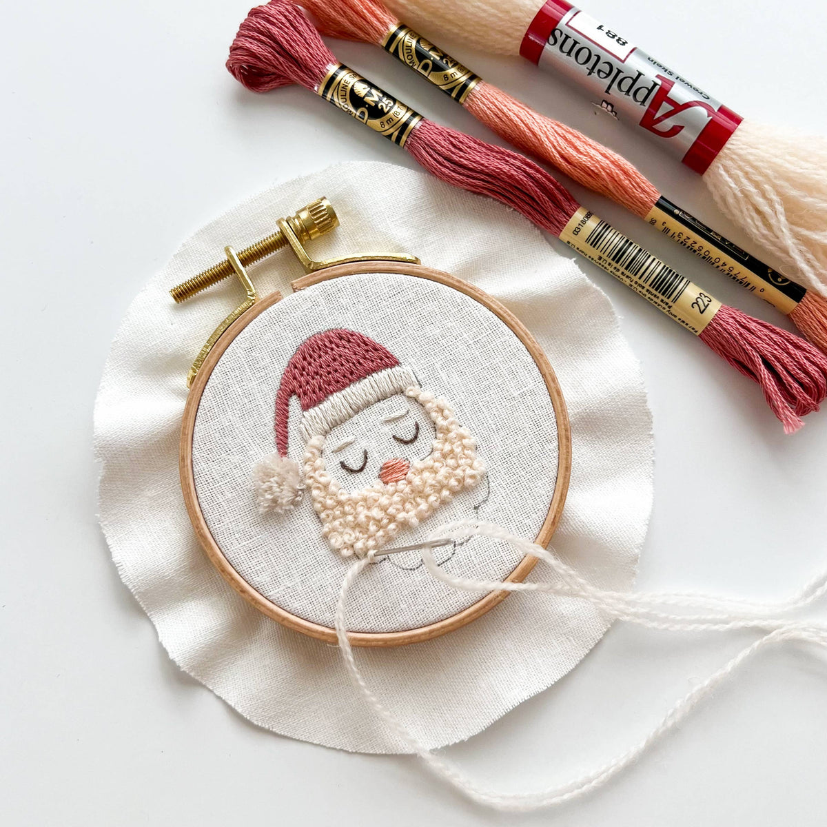 Matryoshka Doll Shop - Santa Embroidery DIY Kit, Beginner Craft Kit, Christmas DIY
