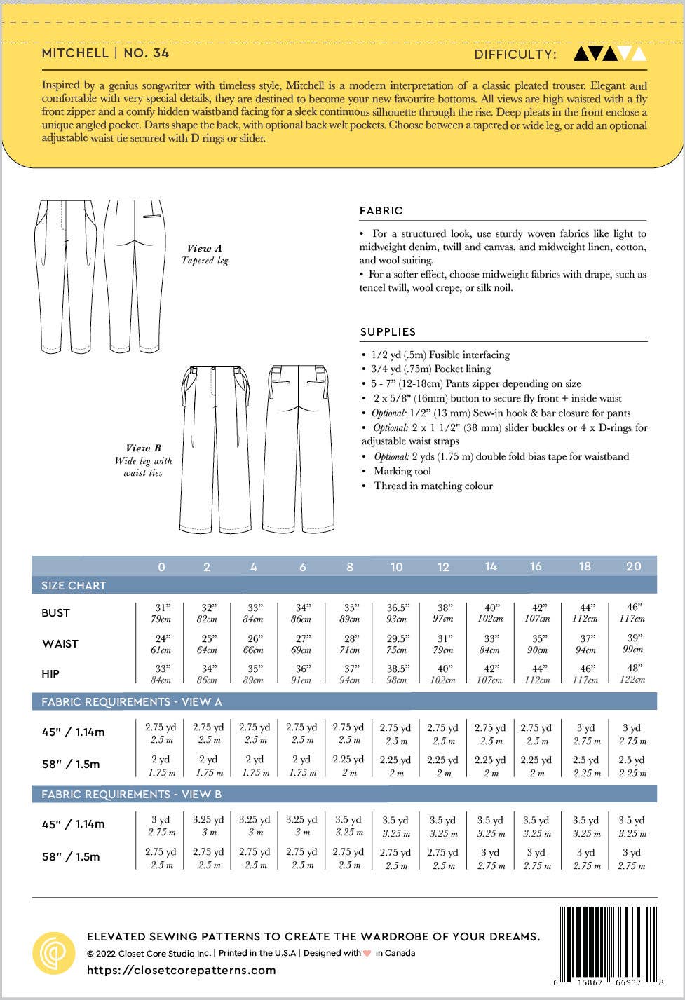 Mitchell Trousers Sewing Pattern