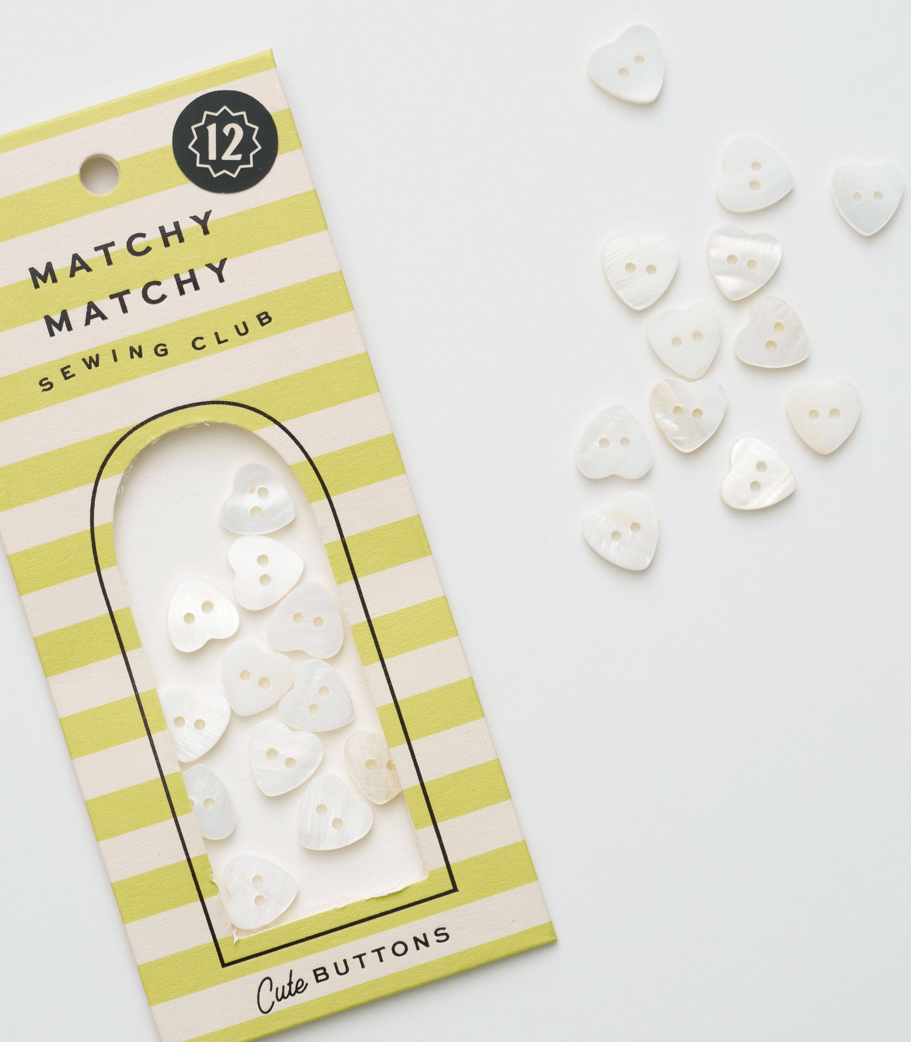 Heart Shaped Shell Buttons: Set of 12