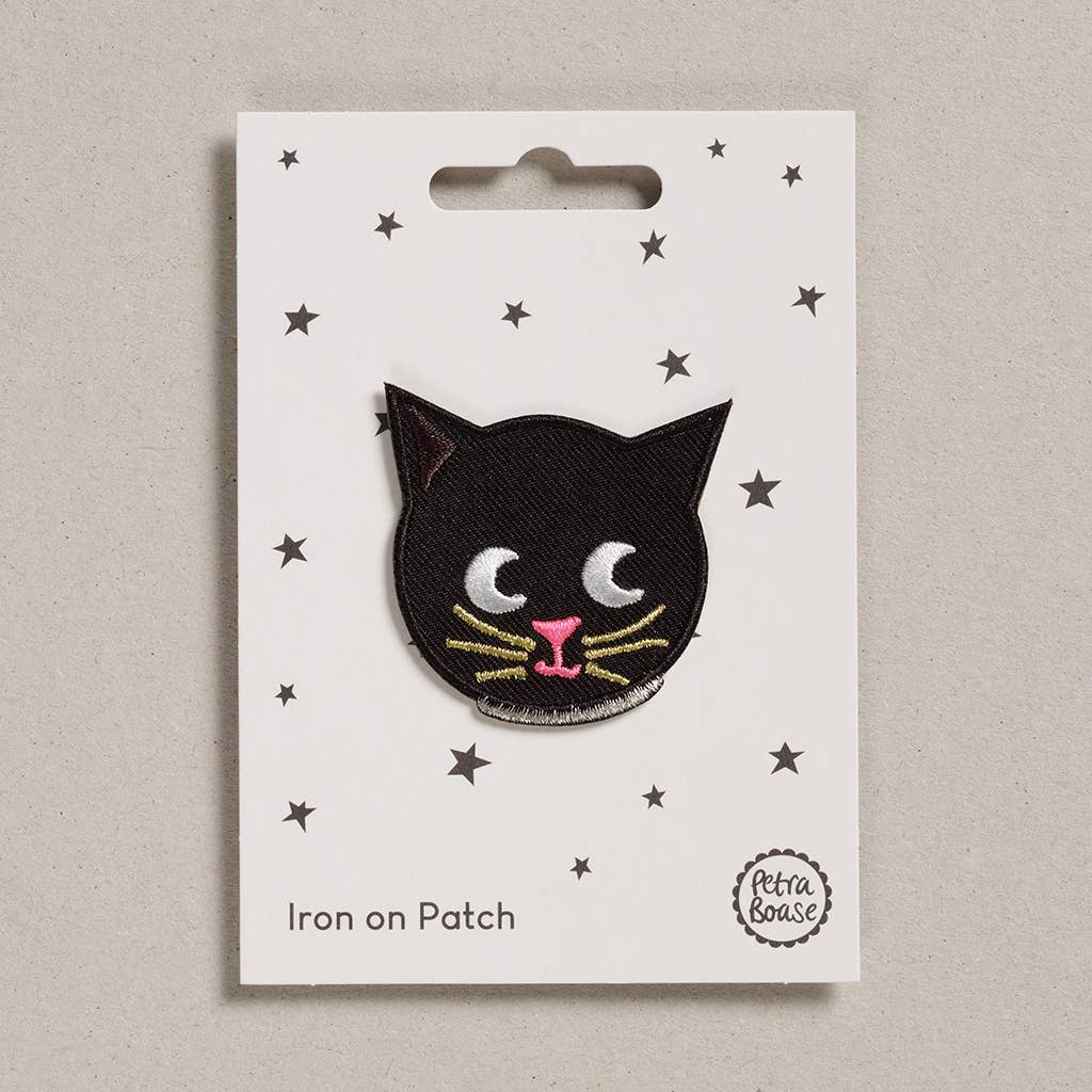 Cat Face Iron-On Embroidered Patch