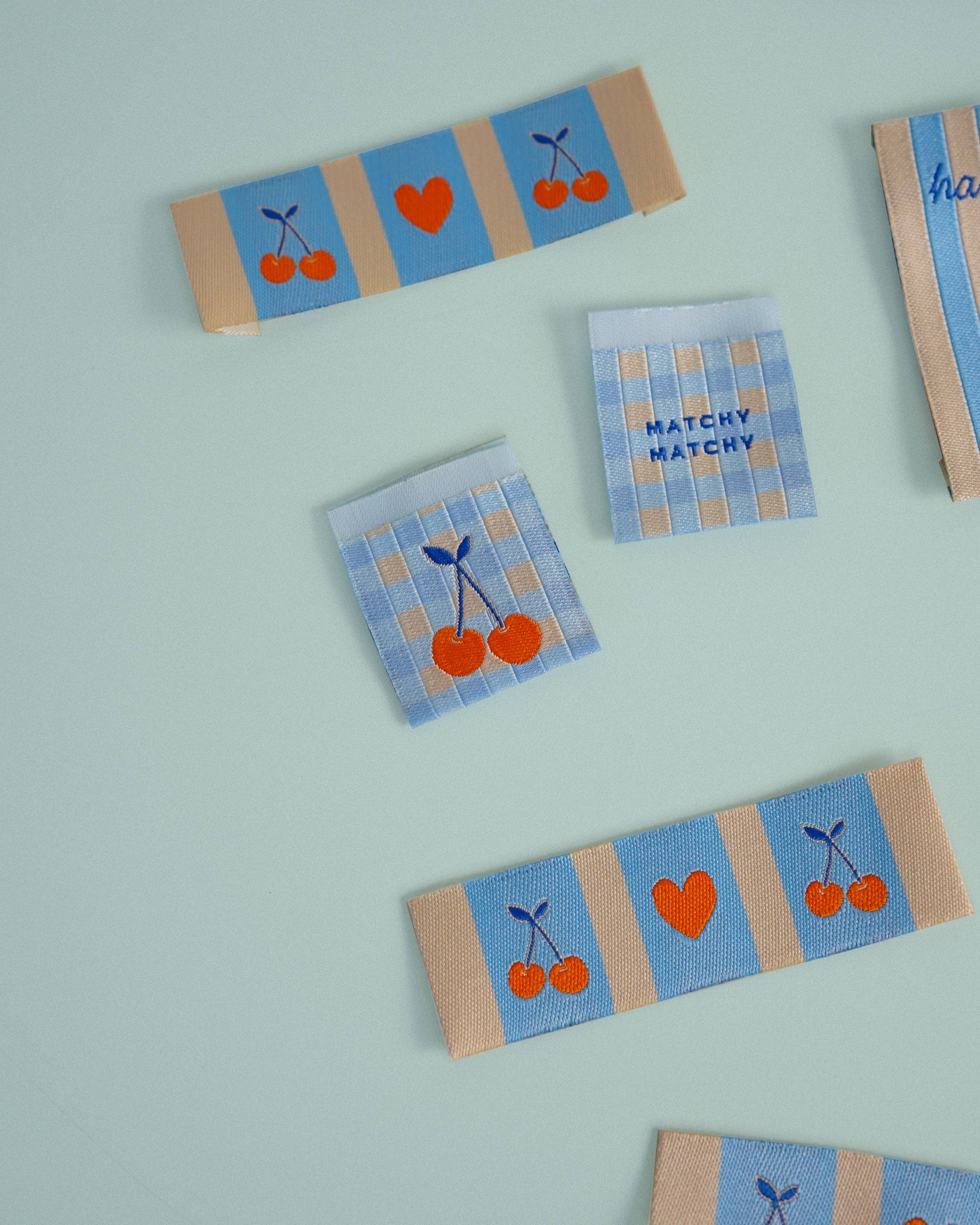 Handmade Cherry Large Garment Labels: Set of 6