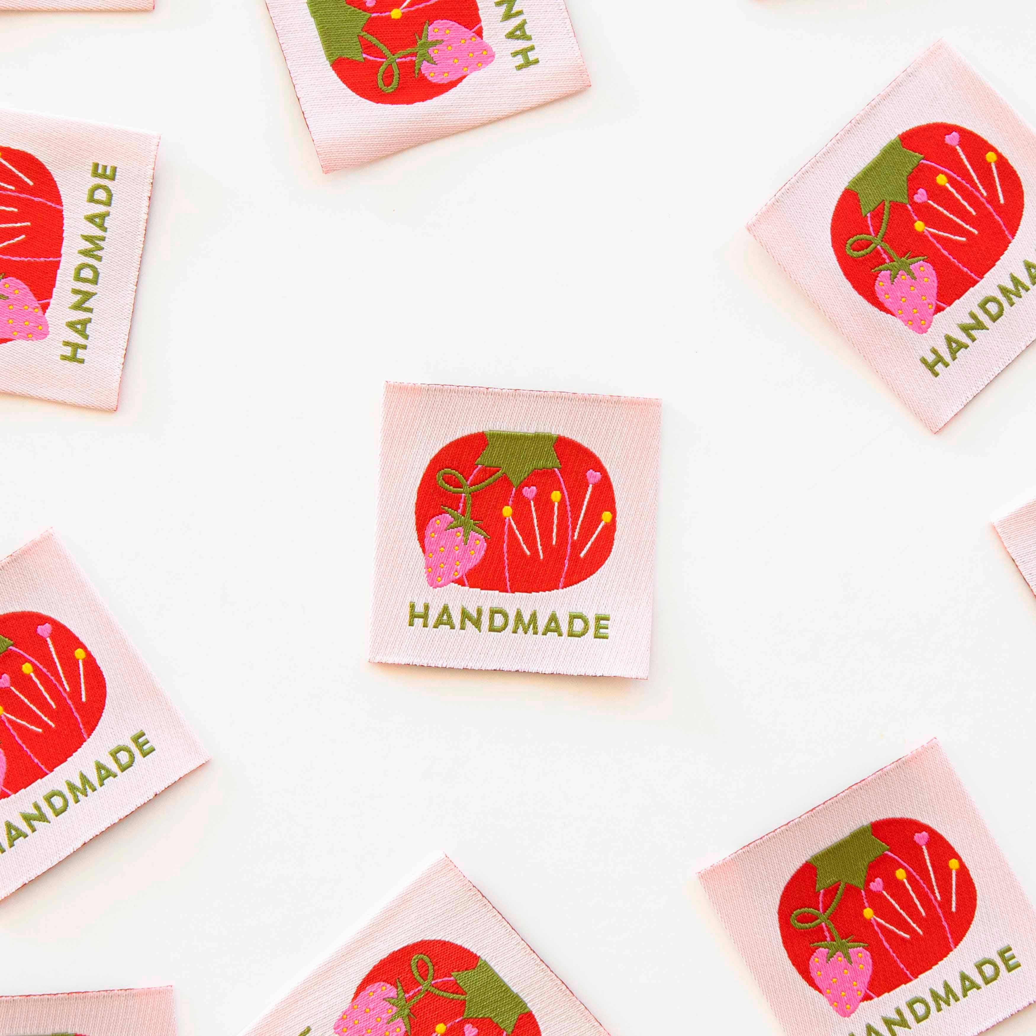 Tomato Pincushion Handmade Large Woven Labels