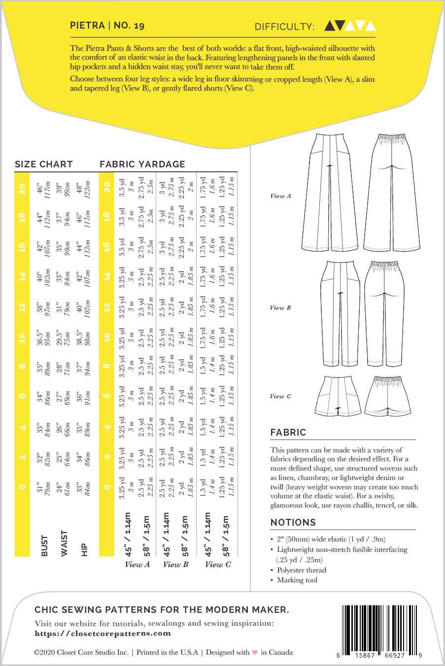 Pietra Pants + Shorts Sewing Pattern