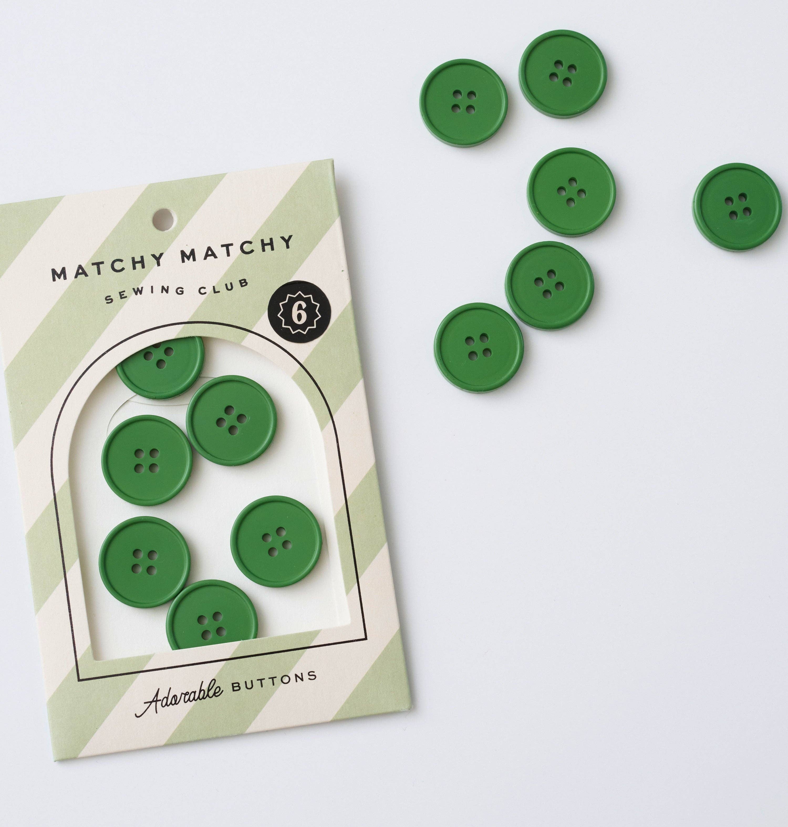 Grass Retro Buttons: Set of 6