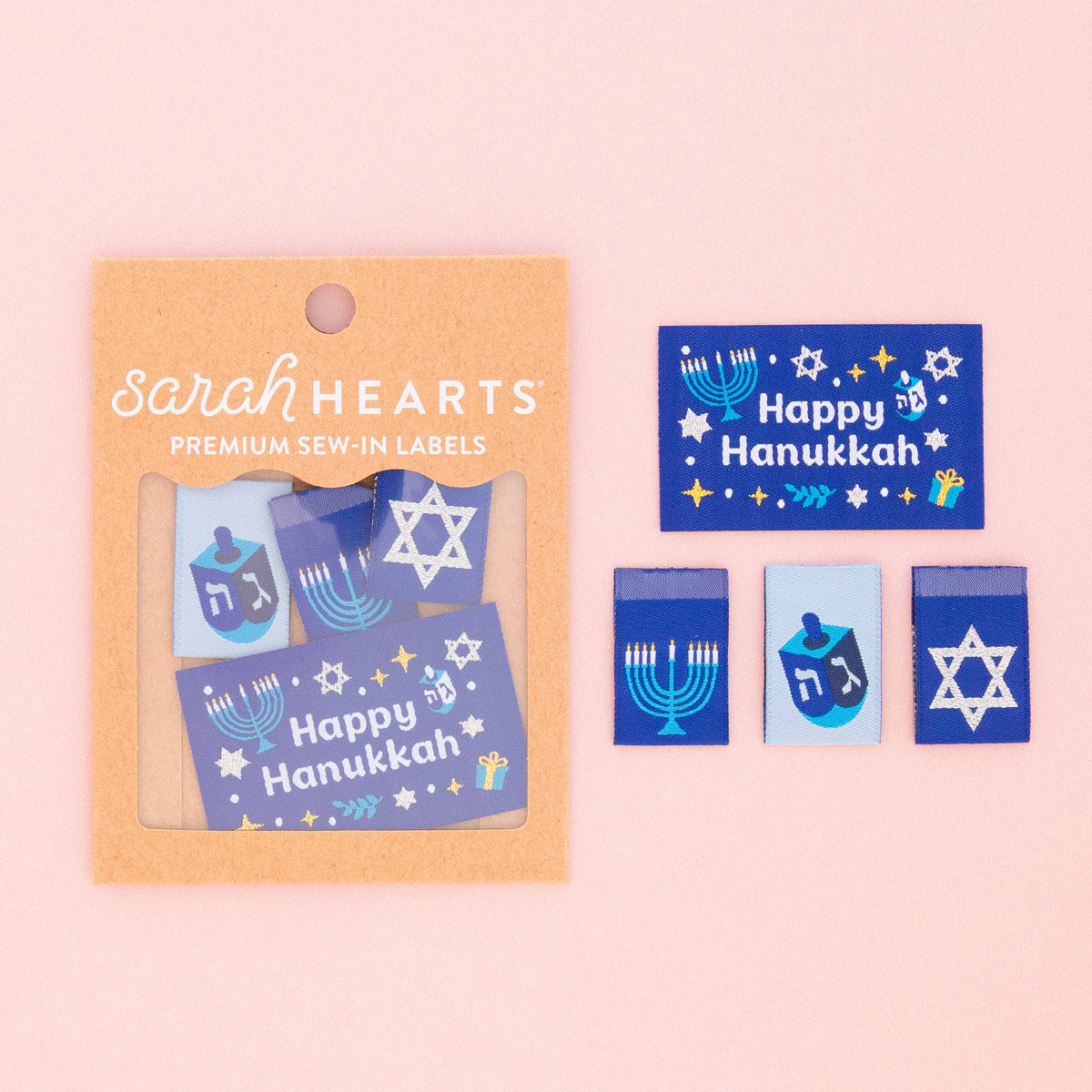 Sarah Hearts - Woven Sew In Labels - Hanukkah Holiday Multipack