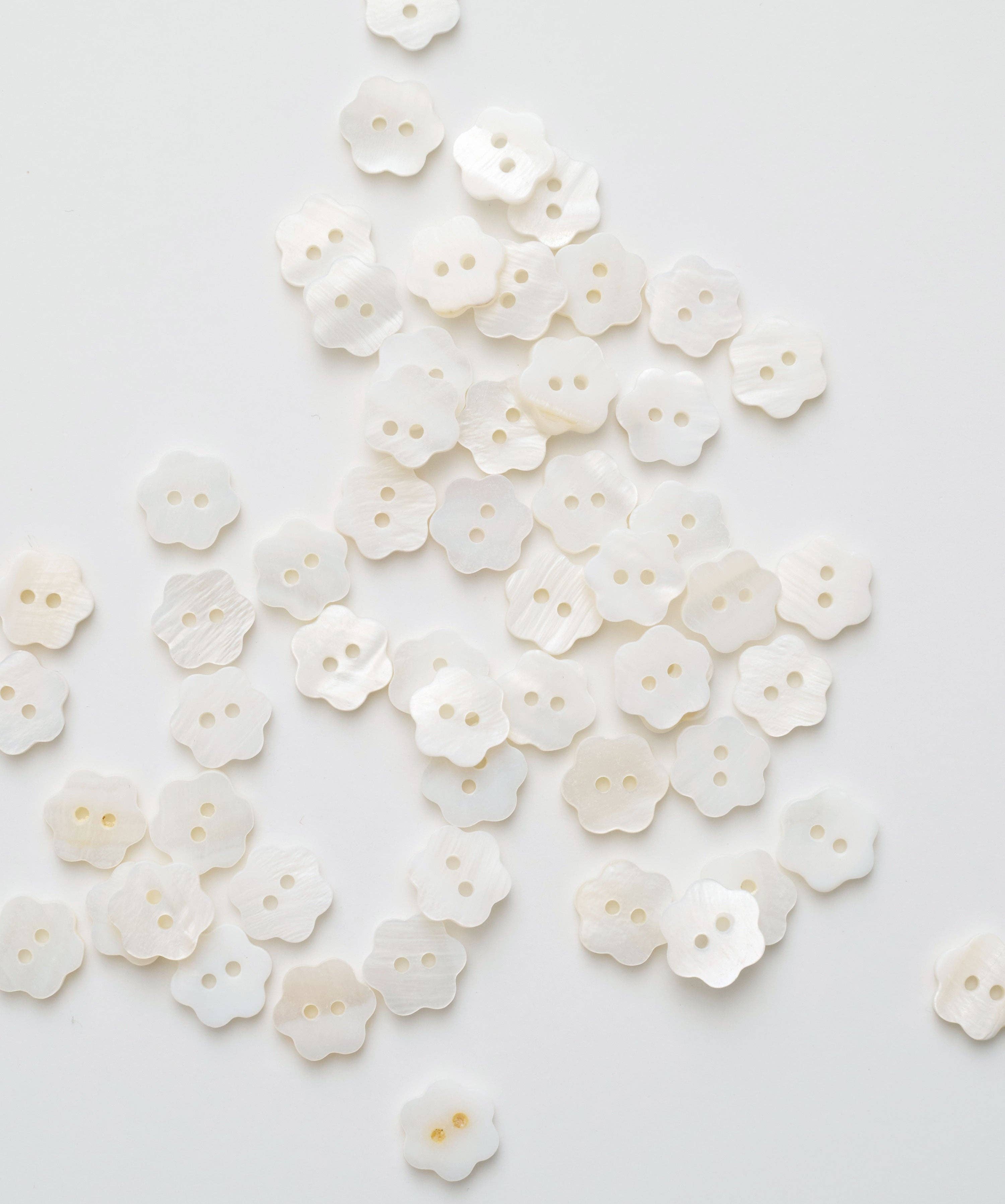 Flower Shaped Shell Buttons: Set of 12