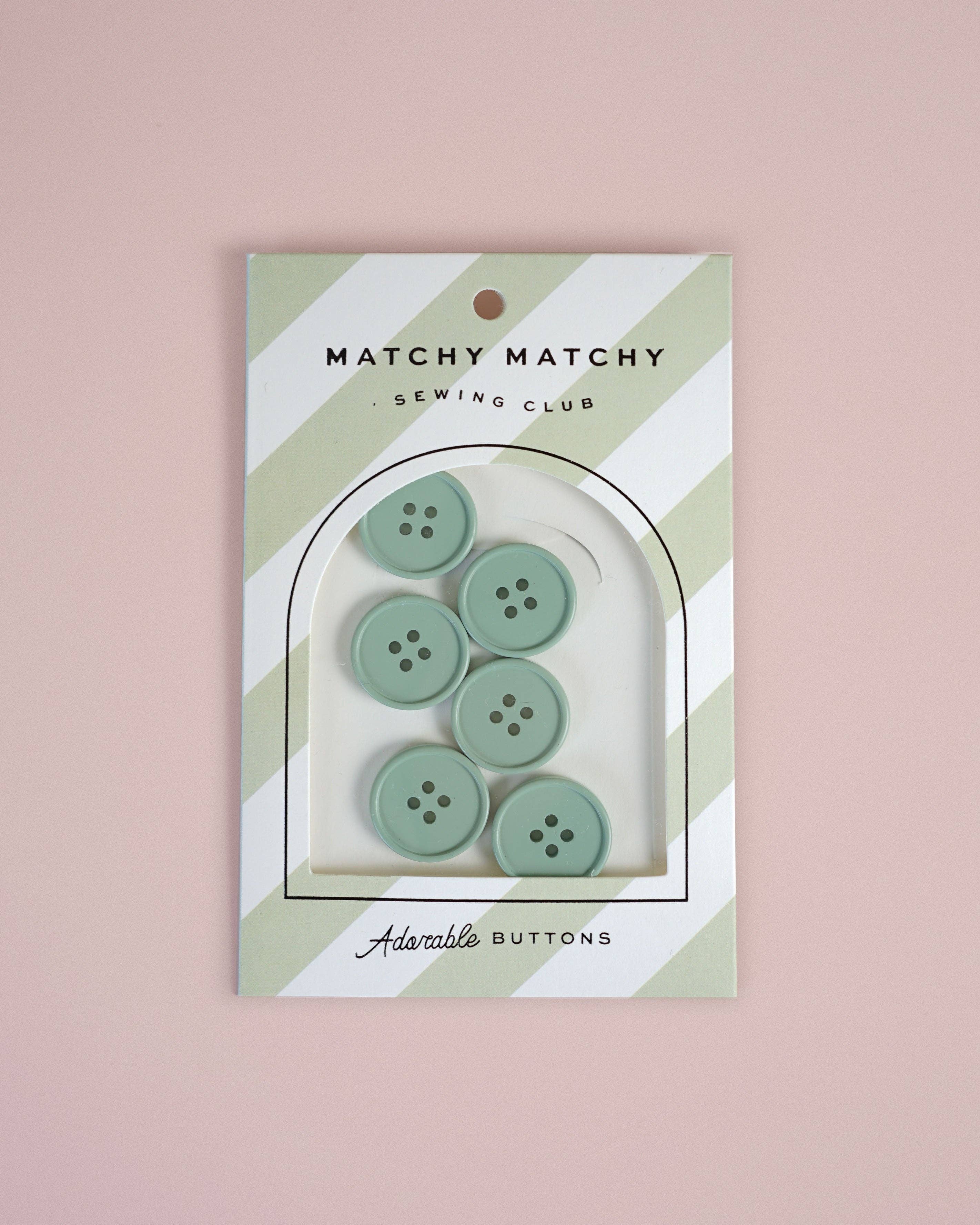 Sage Retro Buttons: Set of 6