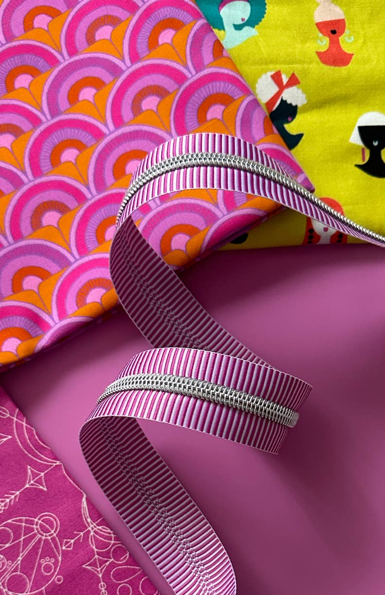 Sassafras Lane Designs - Purple Stripe Zipper Tape with Nickel teeth