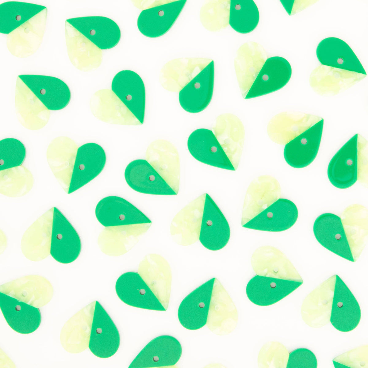 Sarah Hearts - Green Two Toned Heart Buttons - 1" (25mm)